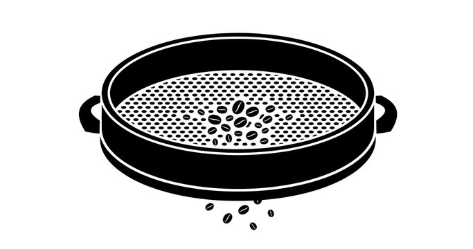 Manual round coffee bean grading sieve tray icon vector illustration