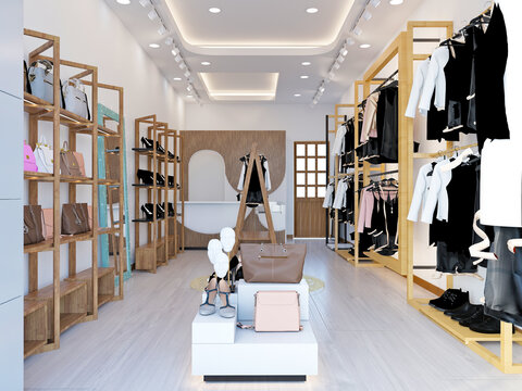 3d render luxury fashion shop