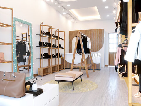 3d render luxury fashion shop