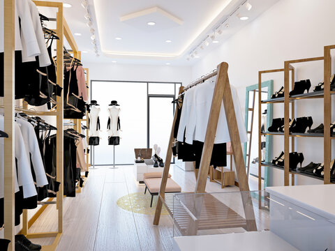 3d render luxury fashion shop