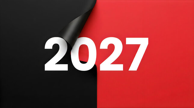 New year 2027 concept bold typography with striking red and black design