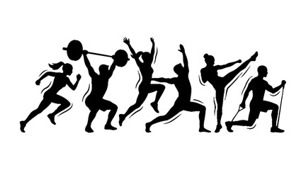 Obraz premium Energetic Sports and Fitness Silhouette Collection