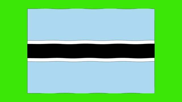 Abstract Illustration Botswana flag waving green screen 4K