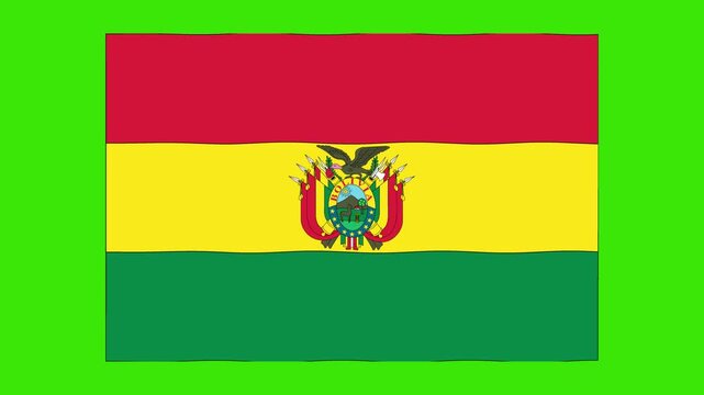 Abstract Illustration Bolivia flag waving green screen 4K