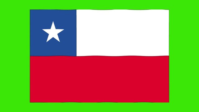 Abstract Illustration Chile flag waving green screen 4K