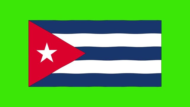Abstract Illustration Cuba flag waving green screen 4K