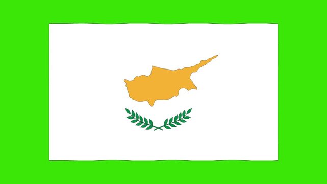 Abstract Illustration Cyprus flag waving green screen 4K