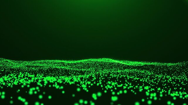 Abstract Green Glowing Particle Wave Seamless Loop 2