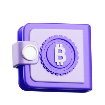Cryptocurrency bitcoin wallet 3D icon with cryptocurrency