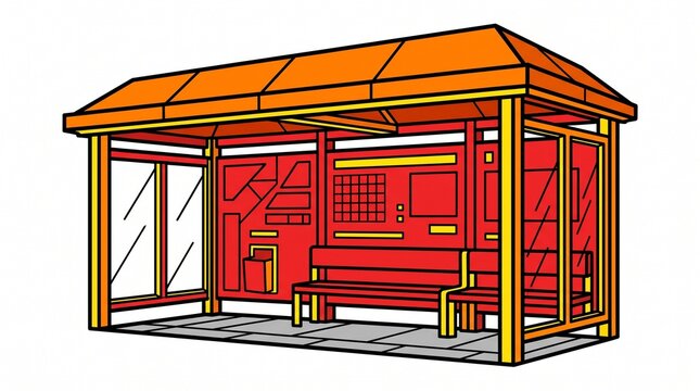 Modern bus stop shelter illustration for urban public transportation infrastructure design