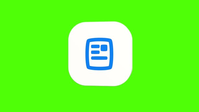 3D animated professional resume icon on a white rounded card with a green screen background. Smooth loop motion, perfect for mobile app UI, CV profile, and video editing elements.