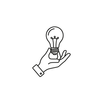 Glowing lightbulb inside blue gear for innovation and idea concept