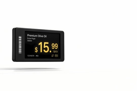 Minimalist Black Electronic Shelf Label ESL Smart Retail Concept