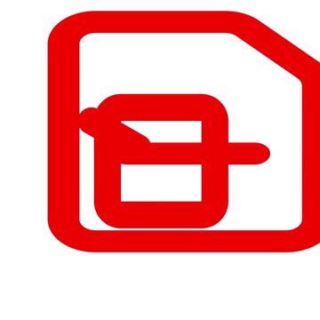 Red digital sim card icon animation displays a continuous looping motion sequence for mobile communication interface elements in this high quality graphic design motion video clip.