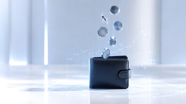 Digital Wallet with Coins and Financial Growth Concept for Personal Finance and Fintech