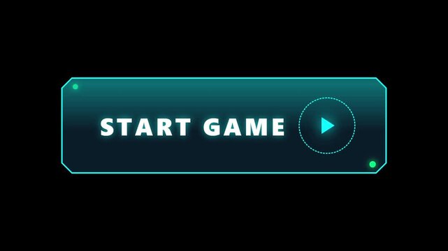 Futuristic neon start game button for user interface