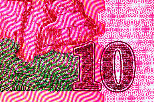 10 Zimbabwe ZiG banknote showing balancing rocks. New Zimbabwe money. African currency. World money.