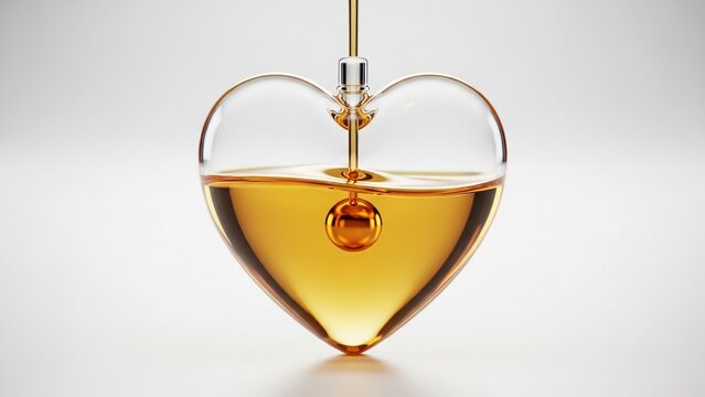 Heart Shaped Glass Container Filled with Golden Honey and Dipper