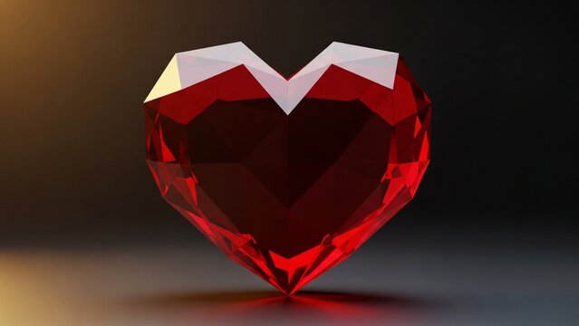 Red Gemstone Heart Shape, Love Symbol, Valentine's Day, Luxury Jewel