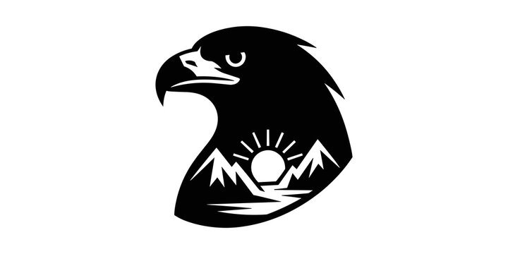 Eagle Head Mountain Sunrise Logo Silhouette
