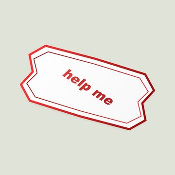 Glowing help me button with neon outline and shadow effect