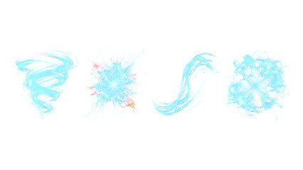 Fototapeta premium Abstract wind vortex and water splash power trails isolated on PNG transparent background