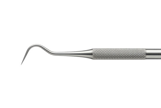 Dental explorer tool for oral examination isolated on black background