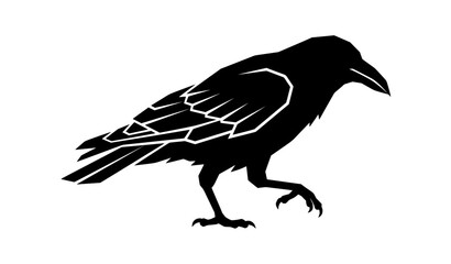 Fototapeta premium Black Crow Side Profile Silhouette Vector Illustration