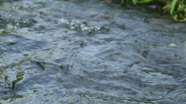 Details and texture of river water movement at moderate speed