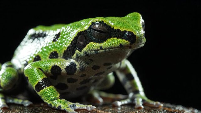 Macro Shot of a Spotted Green Frog