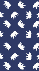 Fototapeta premium seamless pattern with bear. White bear silhouettes dance across deep navy background