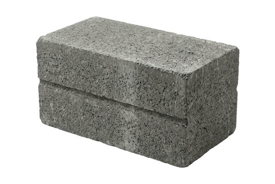 Grey concrete breeze block isolated on a black background