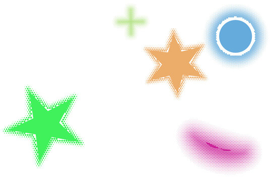 Colorful geometric shapes with dots and lines