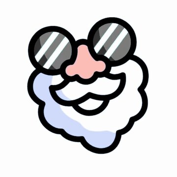 Cool Santa Claus Face with Sunglasses and Beard Icon, Modern Christmas Illustration