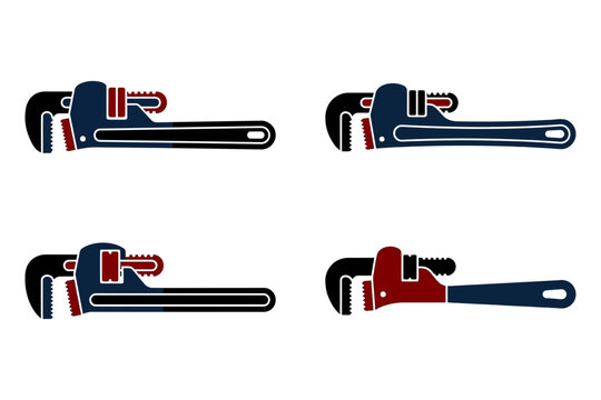 Set of four colorful wrench icons for repair and maintenance tools