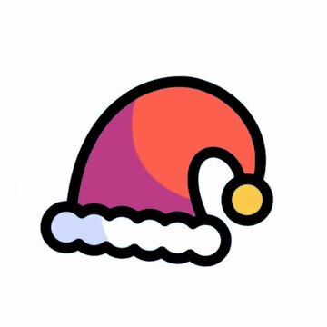 Colorful Santa Hat Icon, Christmas Winter Holiday Illustration