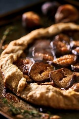 Fototapeta premium Rustic fig galette with blistered figs