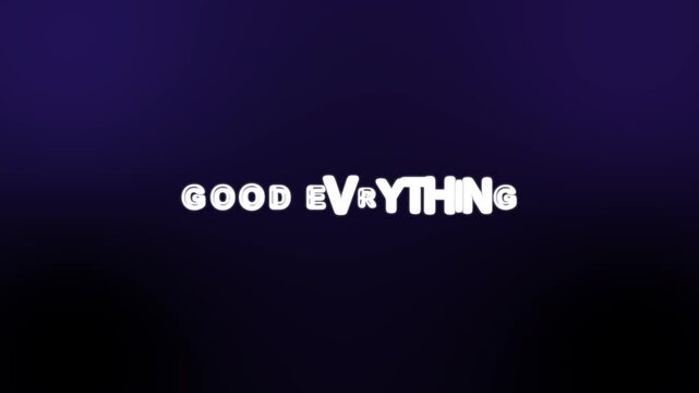 Good everything text reveal animation on dark purple background.