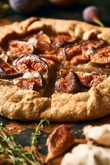 Fototapeta premium Rustic fig galette with blistered figs
