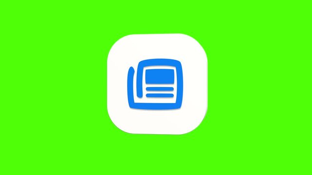 3D animated daily newspaper icon on a white rounded card with a green screen background. Smooth loop motion, perfect for mobile app UI, media press, and video editing elements.