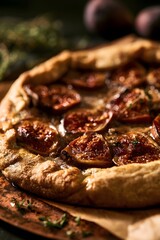 Fototapeta premium Rustic fig galette with blistered figs