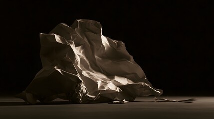 Fototapeta premium Crumpled matte paper in monochrome