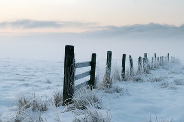 Fototapeta premium Hoarfrost Weathered Fence