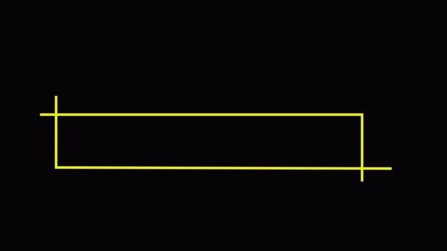 Continuous White One Line Drawing Animation Forming Rectangle Box Frame Border Shape Isolated on transparent Background with alpha channel for Minimalist UI Lower Third Title Overlay Graphic Element4k