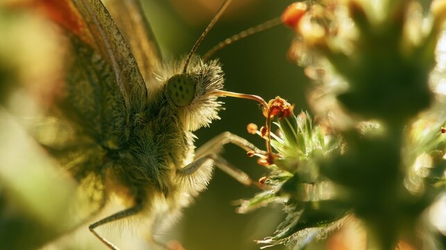 Butterfly feeds on nectar from a yellow flower while showcasing intricate wing patterns in a natural outdoor setting.