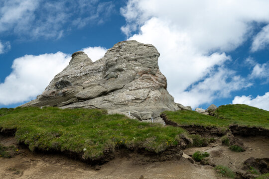 Bucegi mountain landscape with blue sky - Romania, Babele