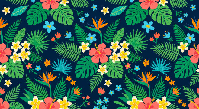 floral pattern falower orange yellow blue green and leaves colour on dark colour background