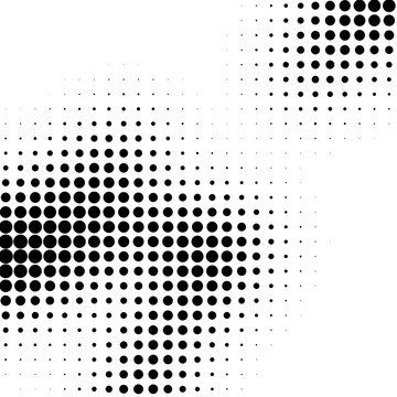 Abstract halftone pattern with black dots on white background for graphic design.
