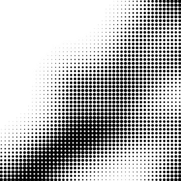 Abstract halftone pattern with black dots on white background for graphic design texture.