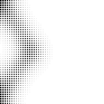 Abstract halftone pattern with black square dots on white background